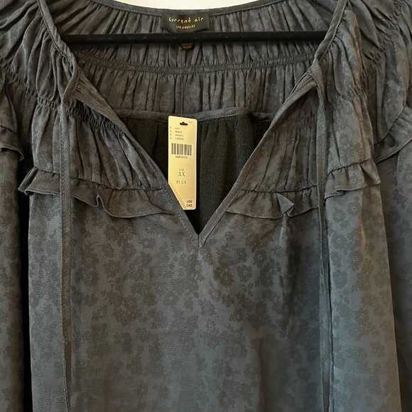 Anthropologie Gray Ruffled Blouse - Picture 2 of 11